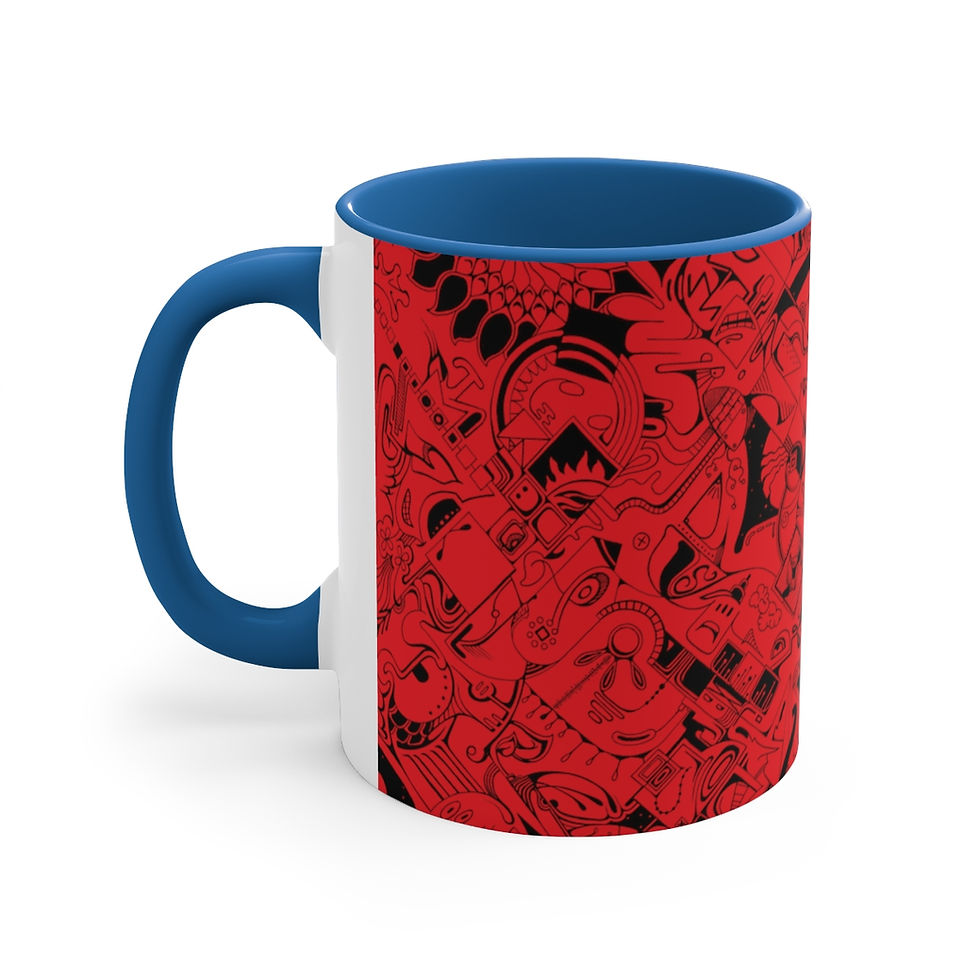 Thumbnail: Accent Coffee Mug, 11oz - Spinnaroony (red on black)