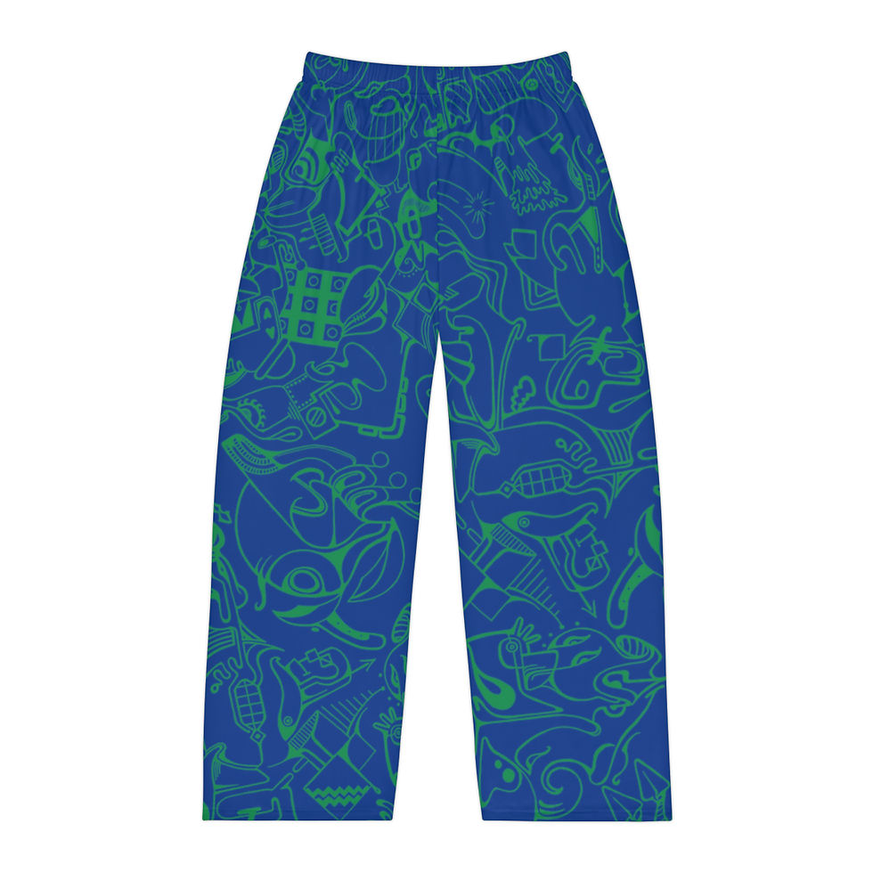 Thumbnail: Men's Pajama Pants (AOP) - Spinnaroony 2 (dark blue)