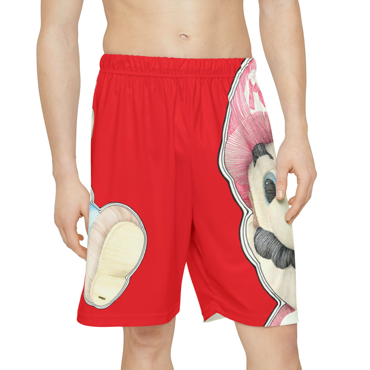 Men’s Sports Shorts (AOP) - Mario Mario (red)