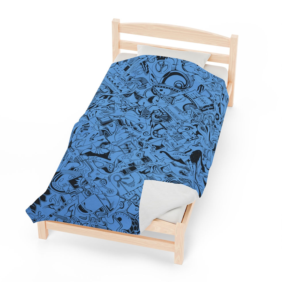 Thumbnail: Velveteen Plush Blanket - Spinnaroony (light blue)