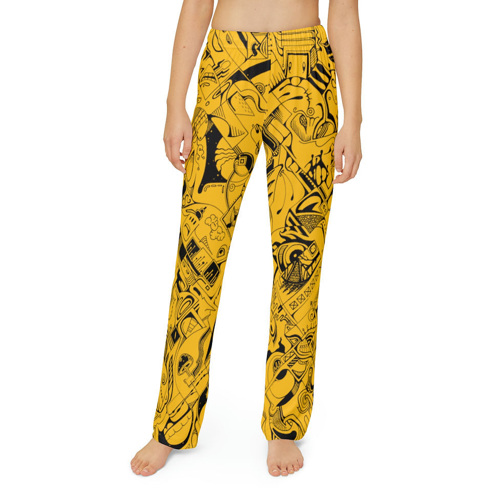 Thumbnail: Kids Pajama Pants (AOP) - Spinnaroony (yellow)