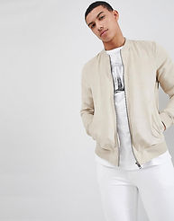 pull-bear-Beige-Faux-Suede-Bomber-Jacket