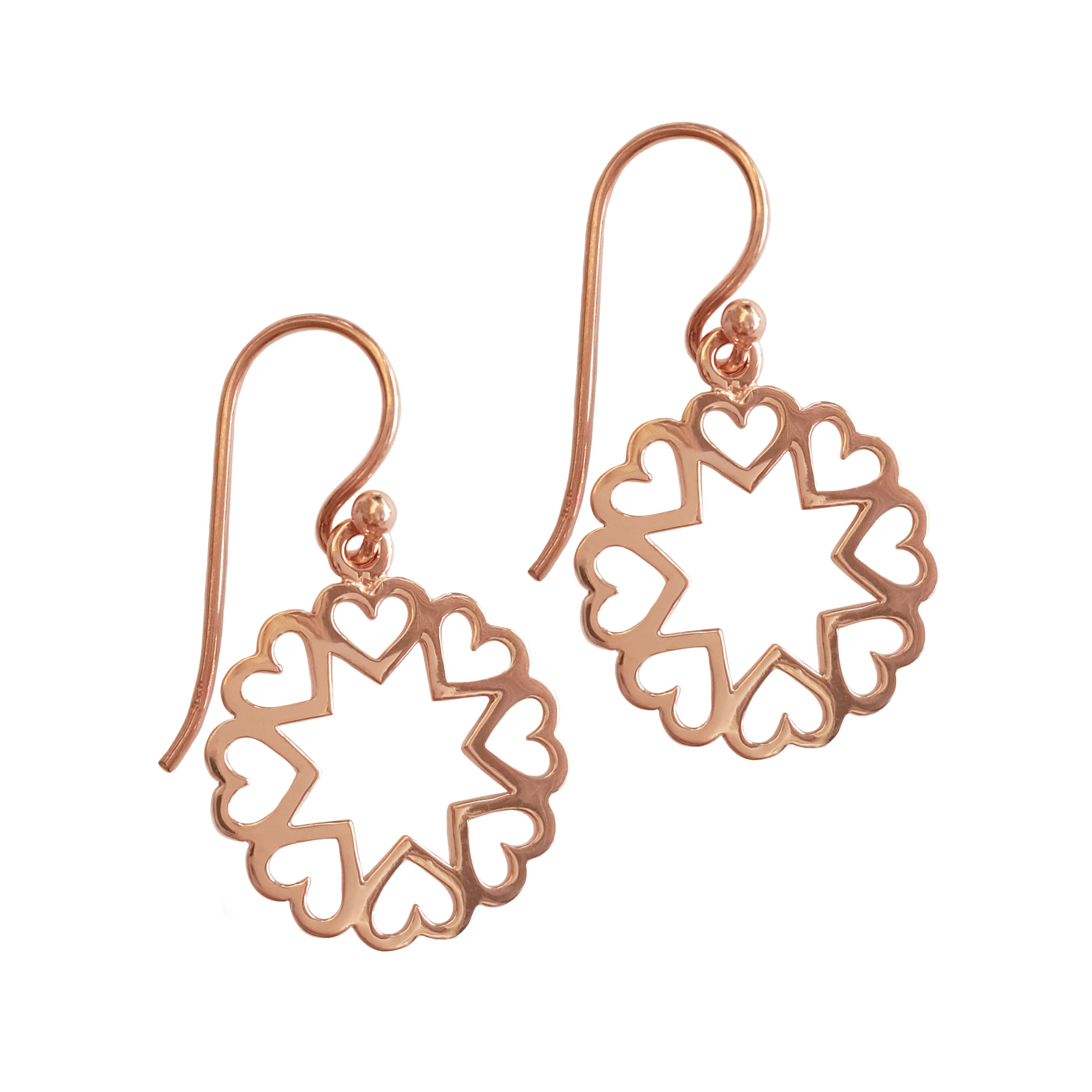 Rose gold Filigree Design Drop Earring in Sterling Silver