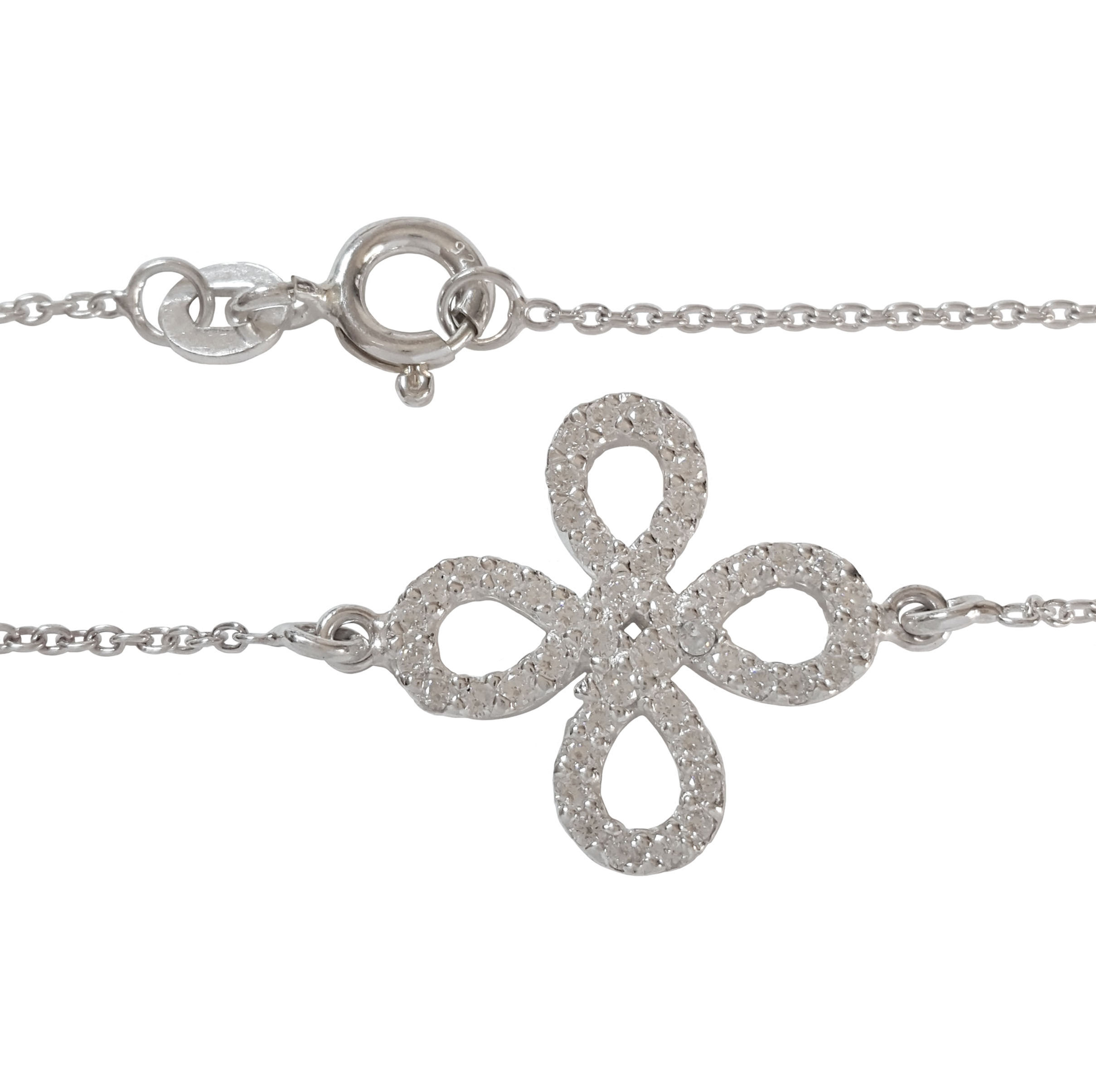 0.24ct Clear Cubic Zirconia Cross Over Loop Style Bracelet in 925 Sterling Silve