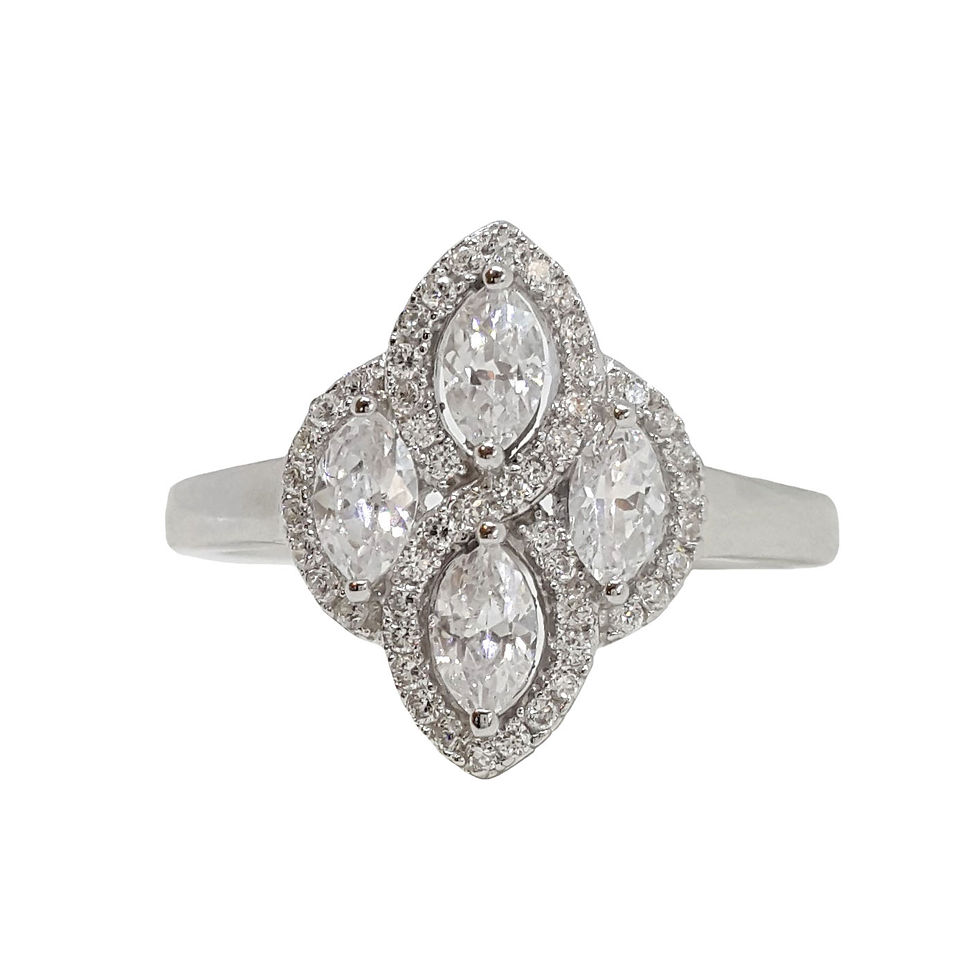 Marquise Cluster CZ Ring in 925 Sterling Silver - Size 8