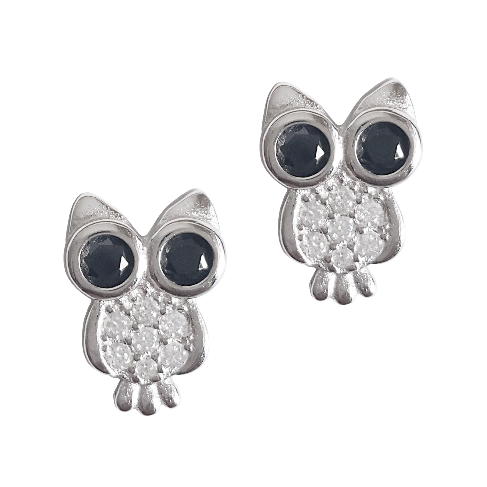 CZ Owl earring in Sterling Silver