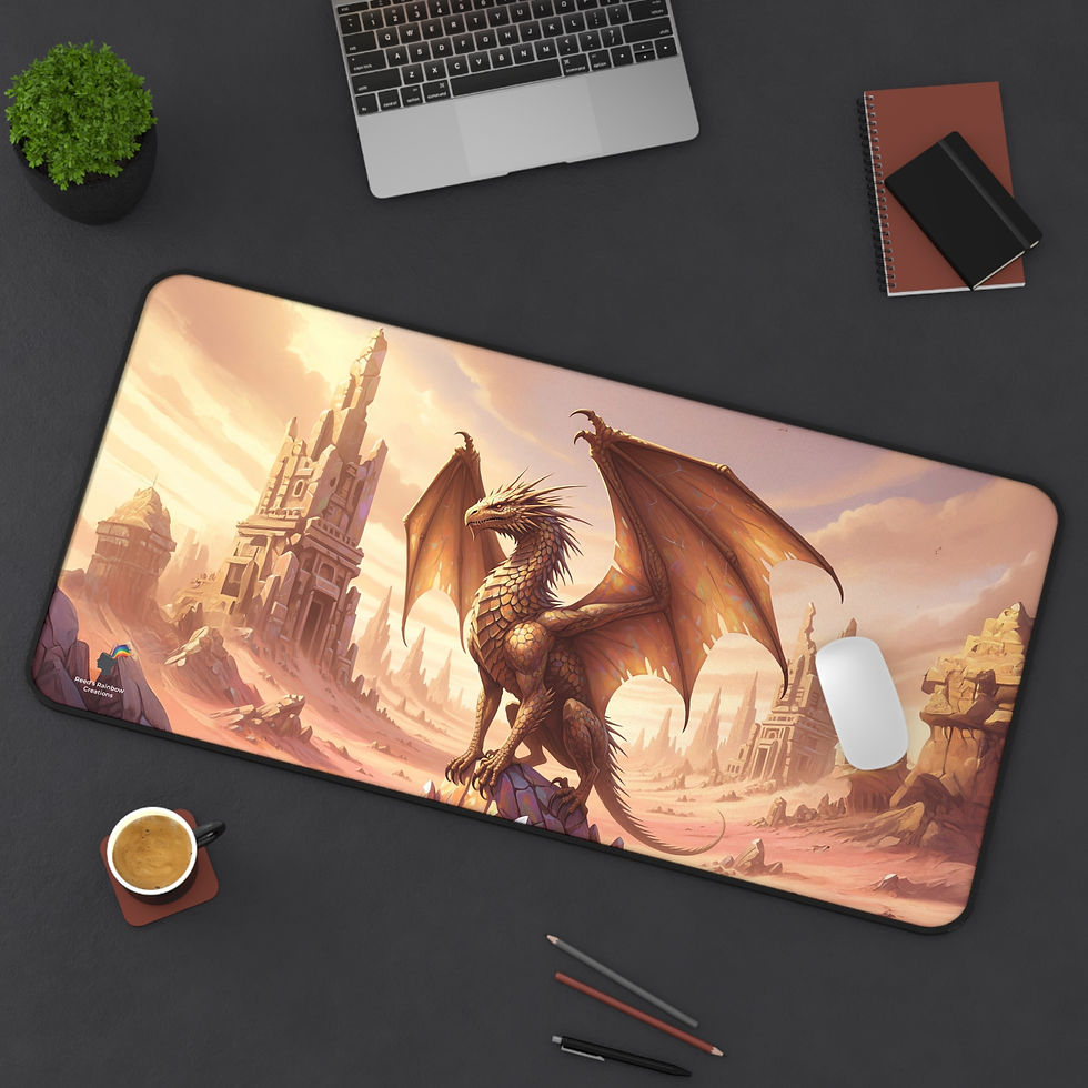 Thumbnail: Golden Dragon Game Mat | Jewel Dragon Desk Mat | Fantasy Mouse Pad