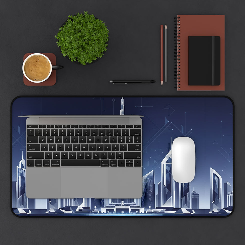 Thumbnail: Futuristic Cityscape Desk Mat | Skyline Mousepad Office Pad