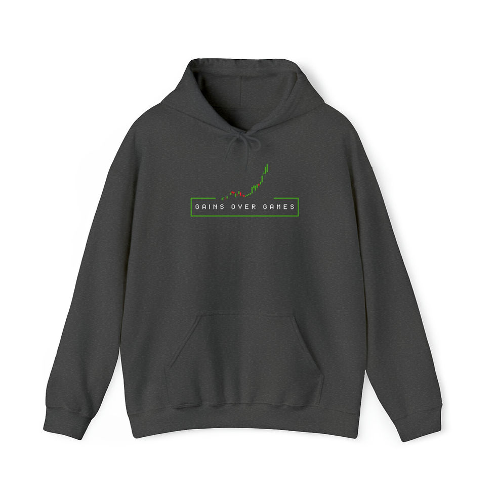 Thumbnail: GAINS OVER GAMES UNISEX HEAVY BLEND™ HOODED SWEATSHIRT