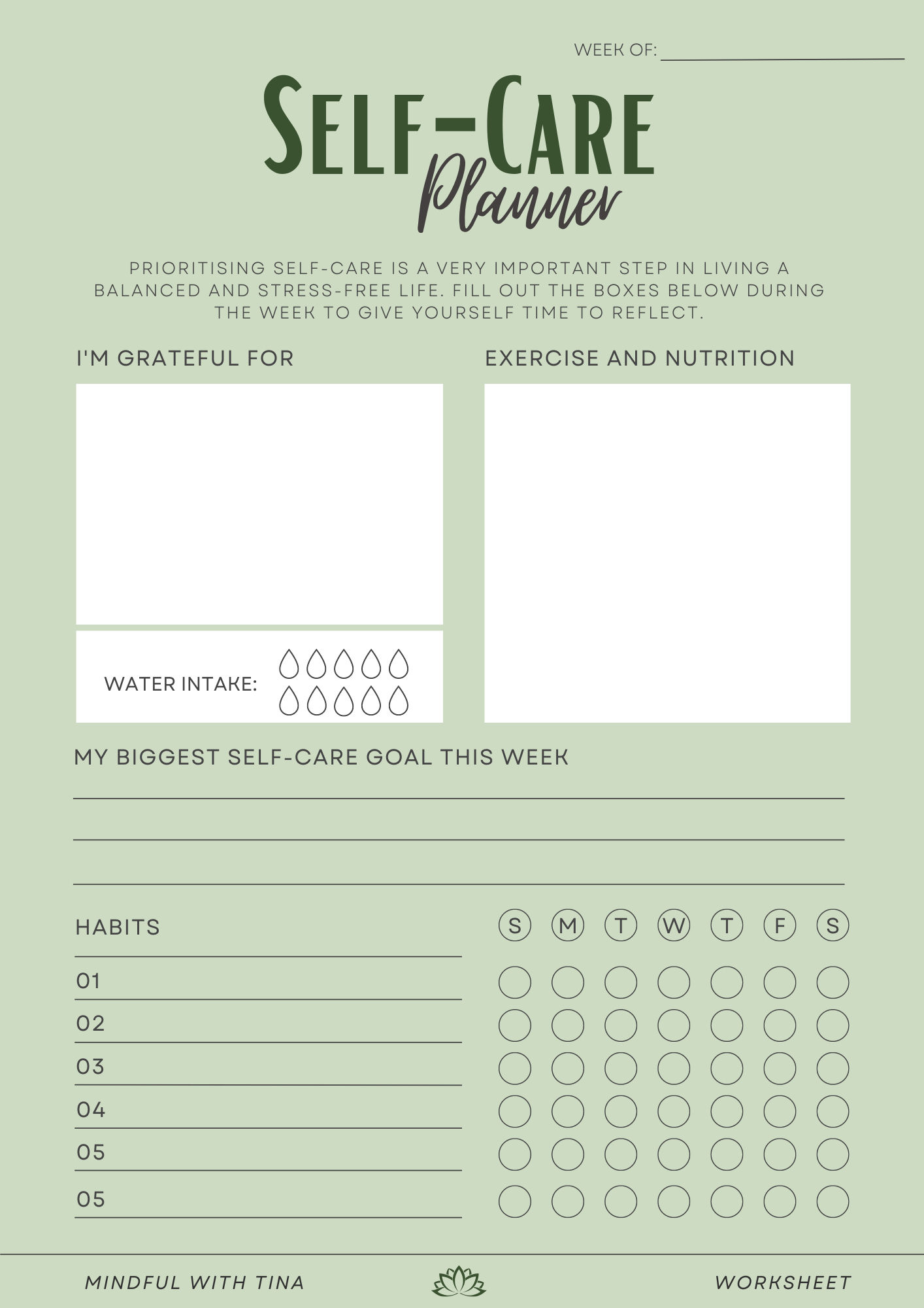 Self-Care Planner