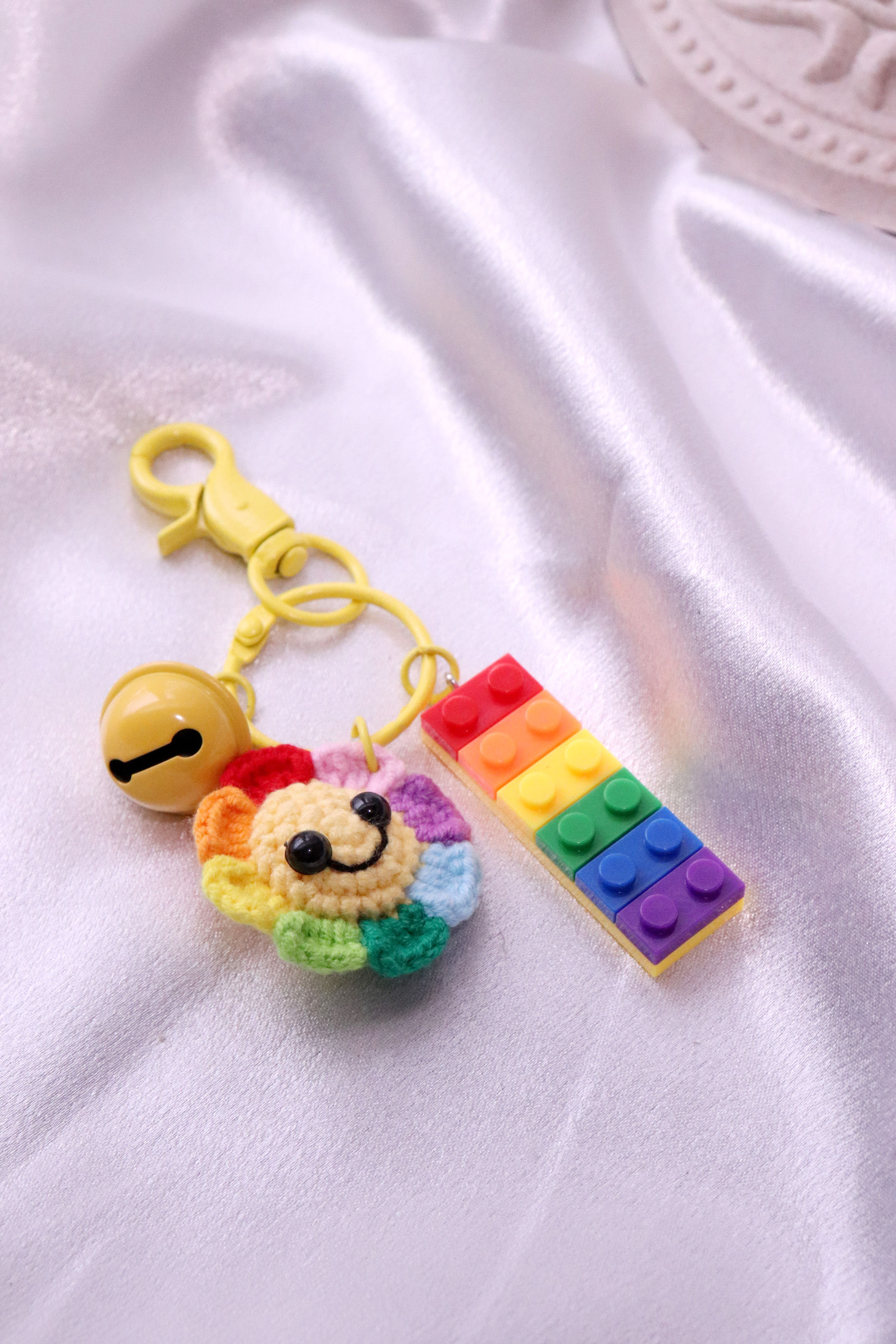 Sunflower and block keychain