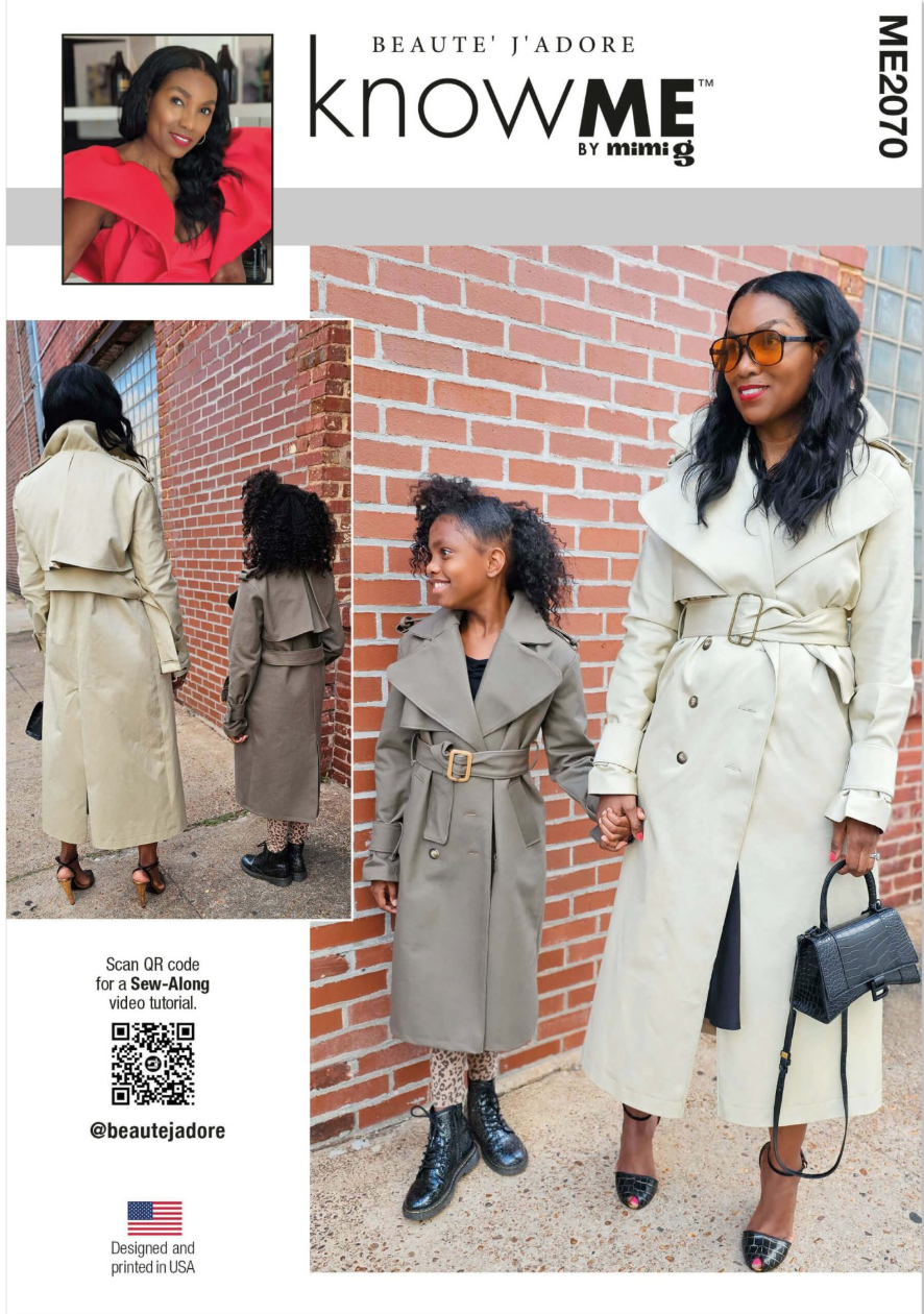 Know Me Sewing Pattern ME2070 Girl’s and Misses’ Trench Coat by Beaute’ J’Adore