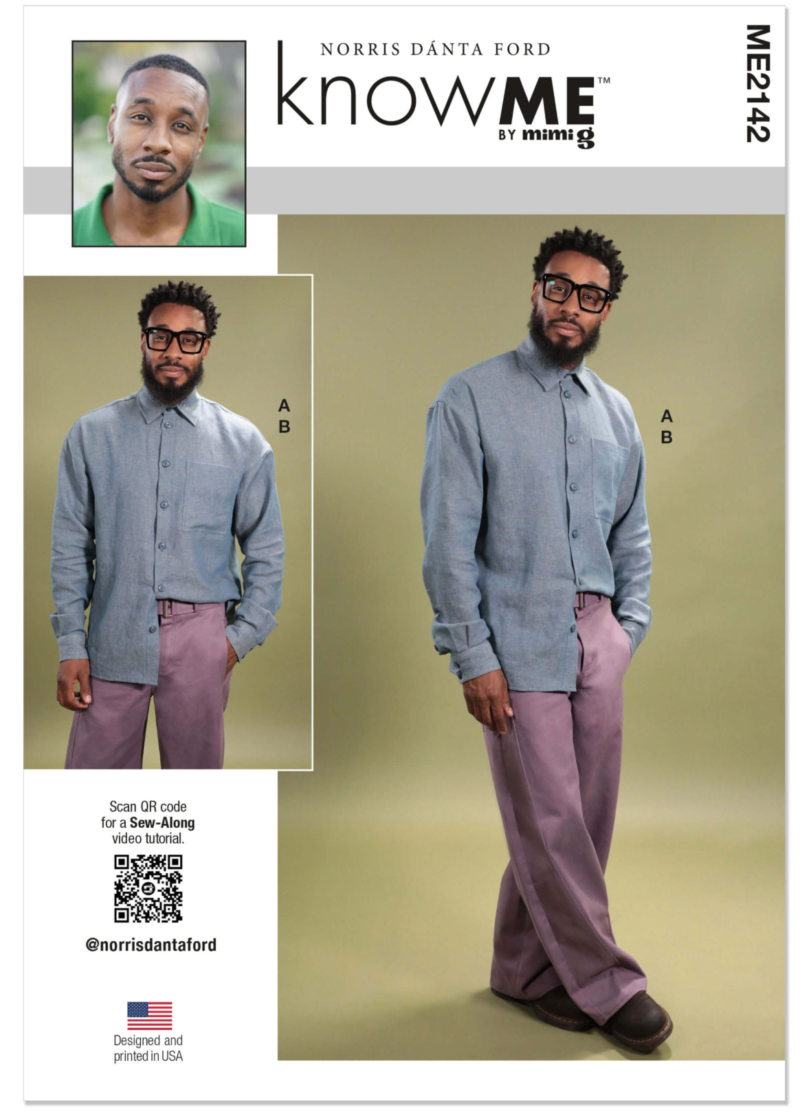 Know Me Pattern ME2142 Men’s Shirt and Jeans with Belt by Norris Dánta Ford