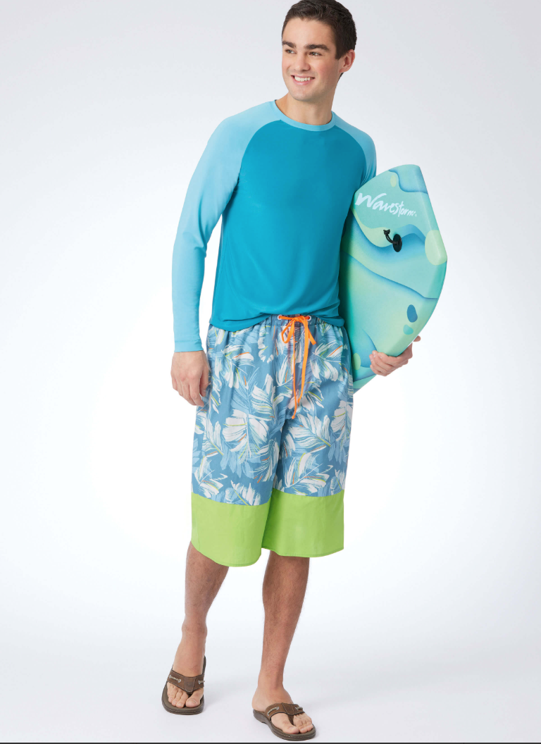 Thumbnail: model 2 McCall’s Pattern M8517 Men’s Rash guards and Shorts