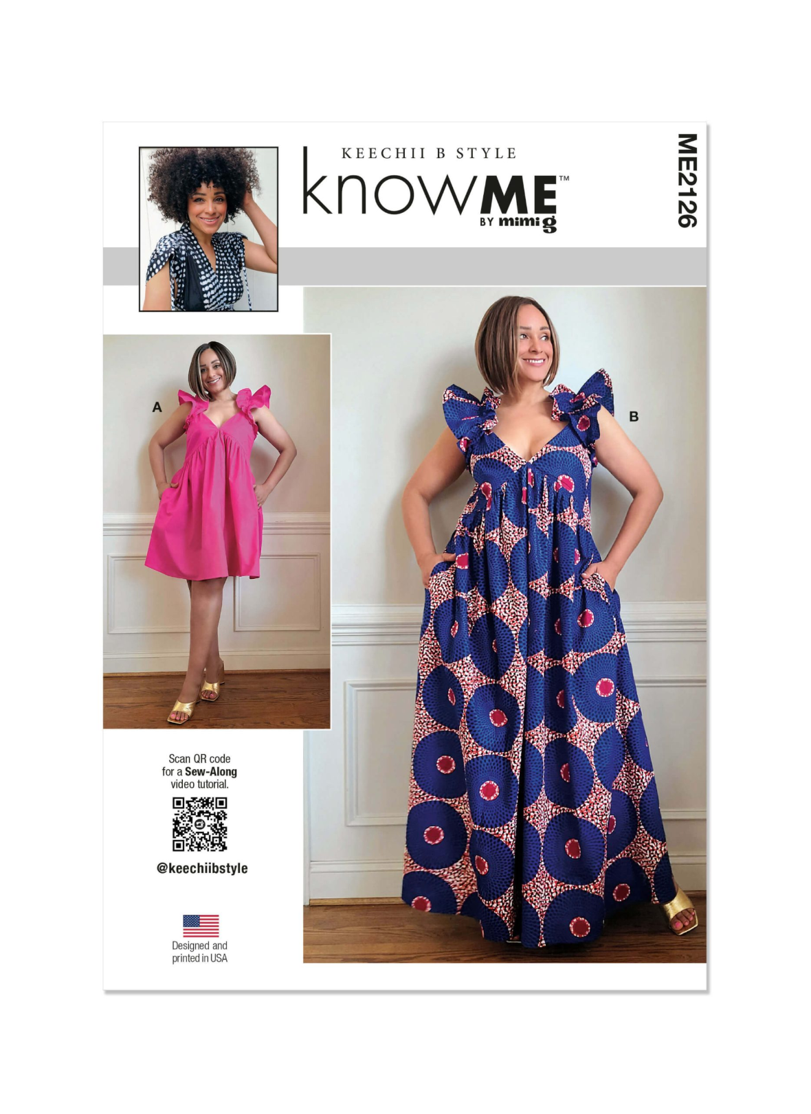 Know Me Sewing Pattern ME2126 Misses’ Dress in Two Lengths by Keechii B Style