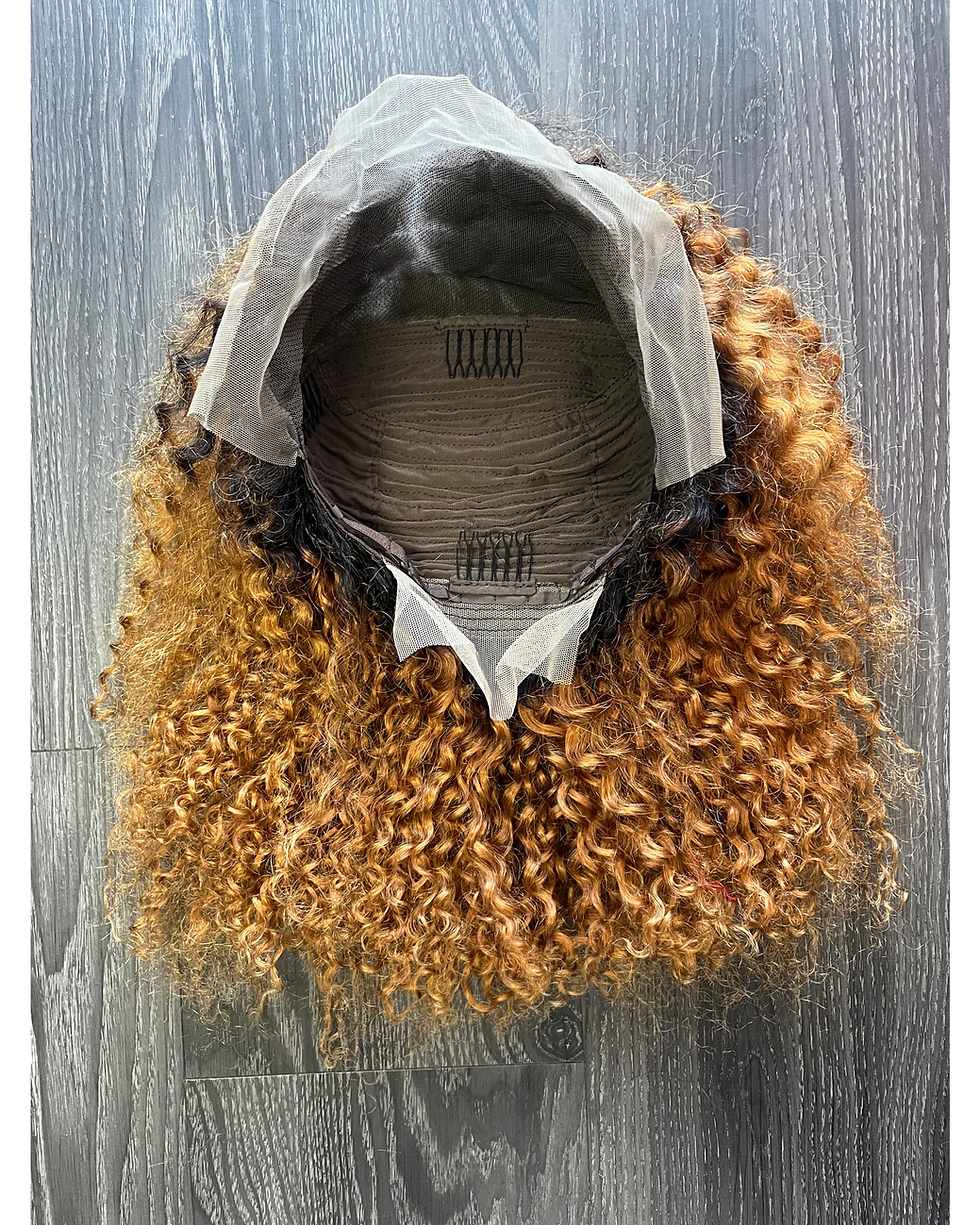 Thumbnail: #1B/27 Curly 13x4 Front Lace Wig