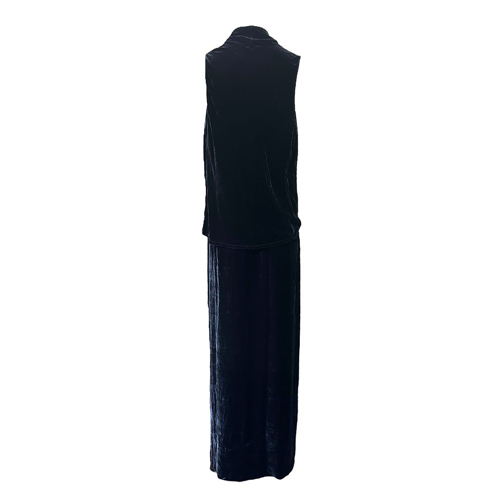 Thumbnail: 90s 'Donna Karan' Blue Velvet Top and Skirt Set