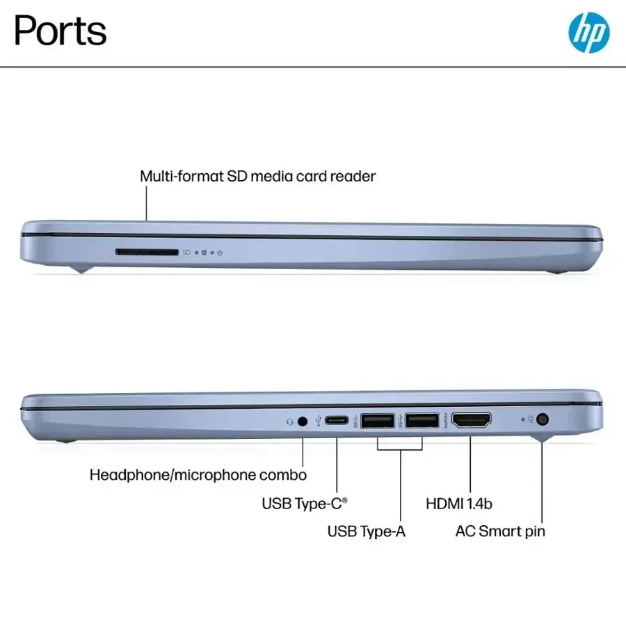 Miniatura: HP 14 DQ6012DX Intel N150 Pantalla 14"  - 4GB DDR4 - 128GB UFS