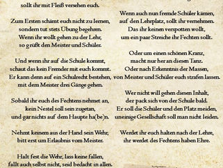 Verhalten in der Fechtausbildung anno 1589