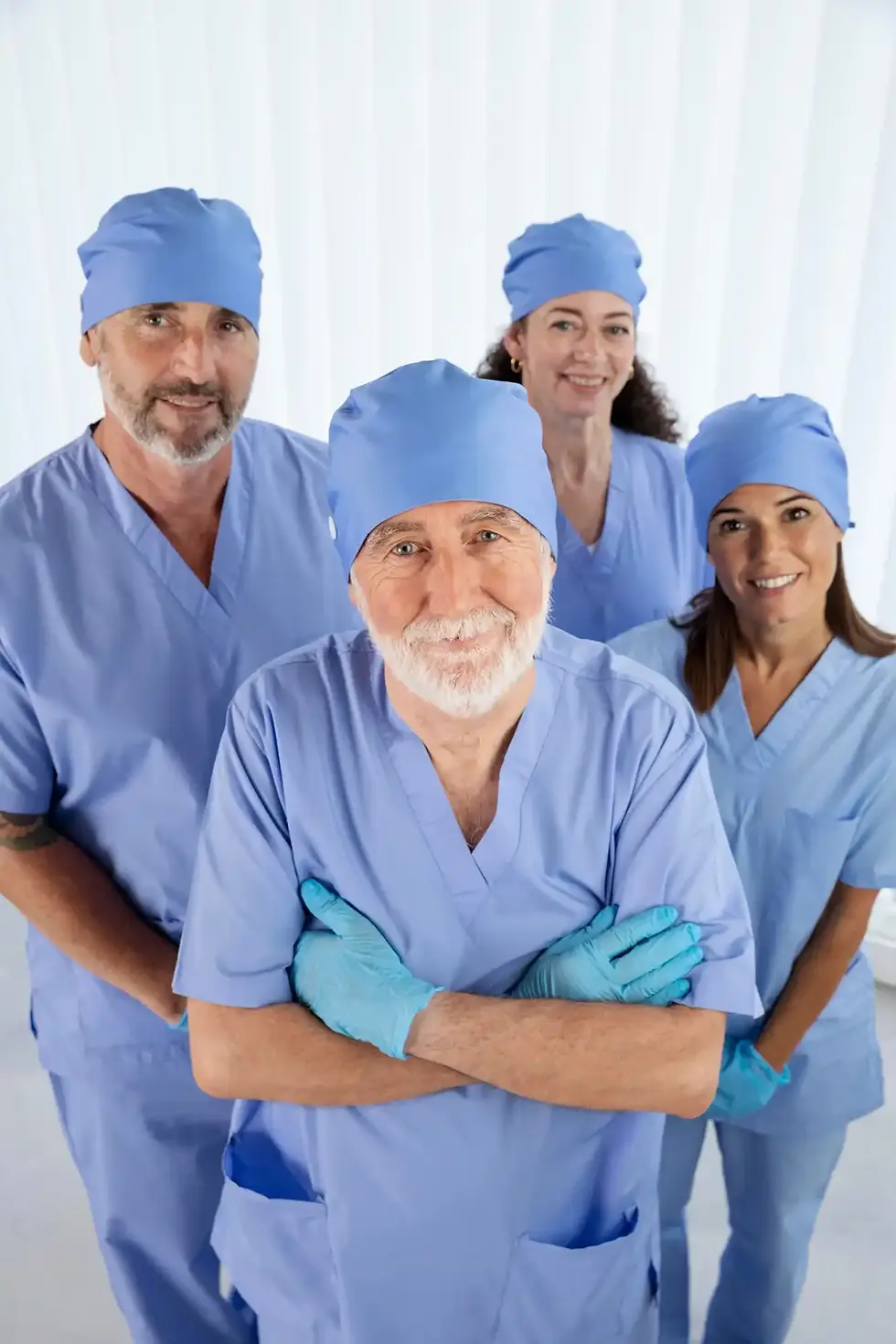 Smiling medical team in scrubs