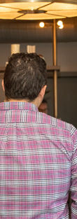 Event attendees networking in a lounge during a networking mixer