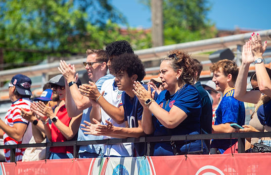 Fans applaud and react during a live FIFA World Cup 2026™ match viewing at the Chicago Fire Soccer Celebration in Chicago.