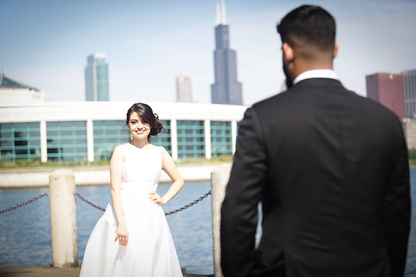 Chicago bride and groom gaze at one another post wedding. captured by walking visions photography inc. m