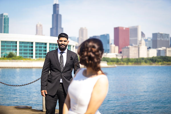 Chicago bride and groom gaze at one another post wedding. captured by walking visions photography inc.