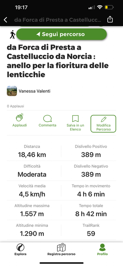 Trekking da Forca di Presta a Castelluccio di Norcia e ritorno