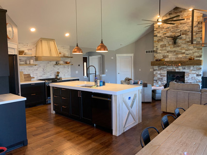 3" thick white concrete island top with 1.5" thick kitchen countertops