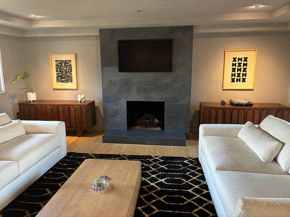 Charcoal concrete fireplace panels