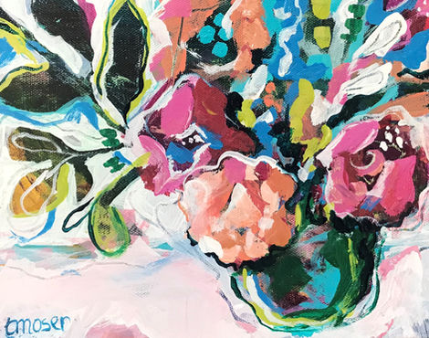 flowers, bouquet, floral, acrylic