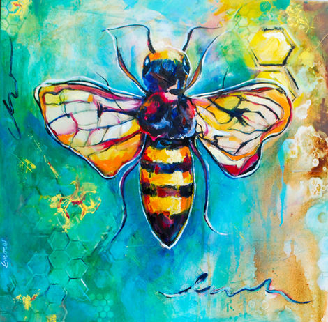 bee, mixed media