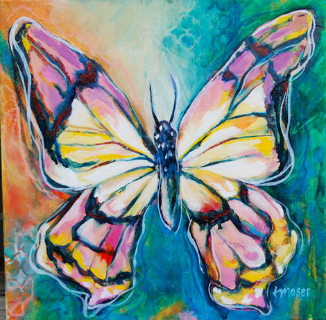butterfly, mixed media