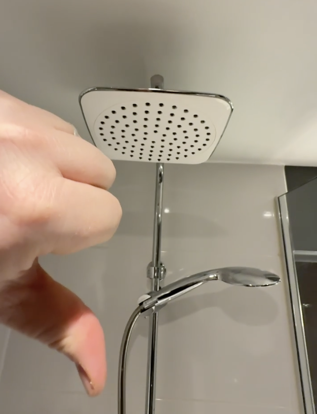 Premier Inn Gatwick North room interior showing  rain shower head that didn't work
