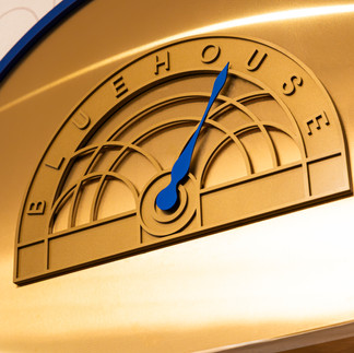 Art Deco–inspired elevator details inside JetBlue’s BlueHouse lounge at JFK Terminal 5