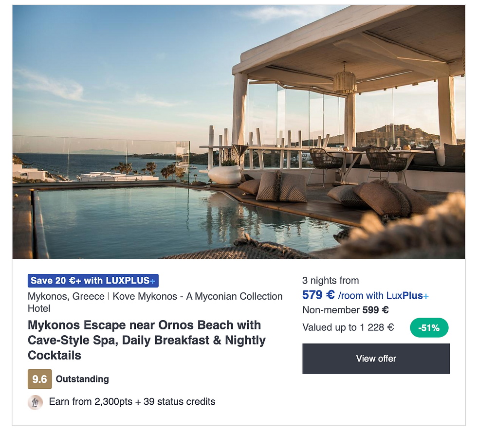 Luxury Escapes Mykonos offer