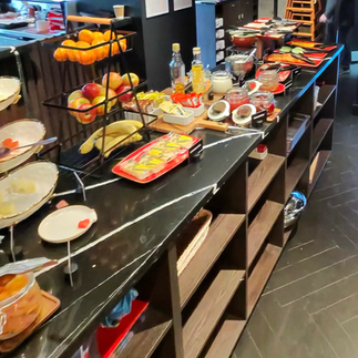 Hotel breakfast at Gatwick airport hotel with coffee and continental options