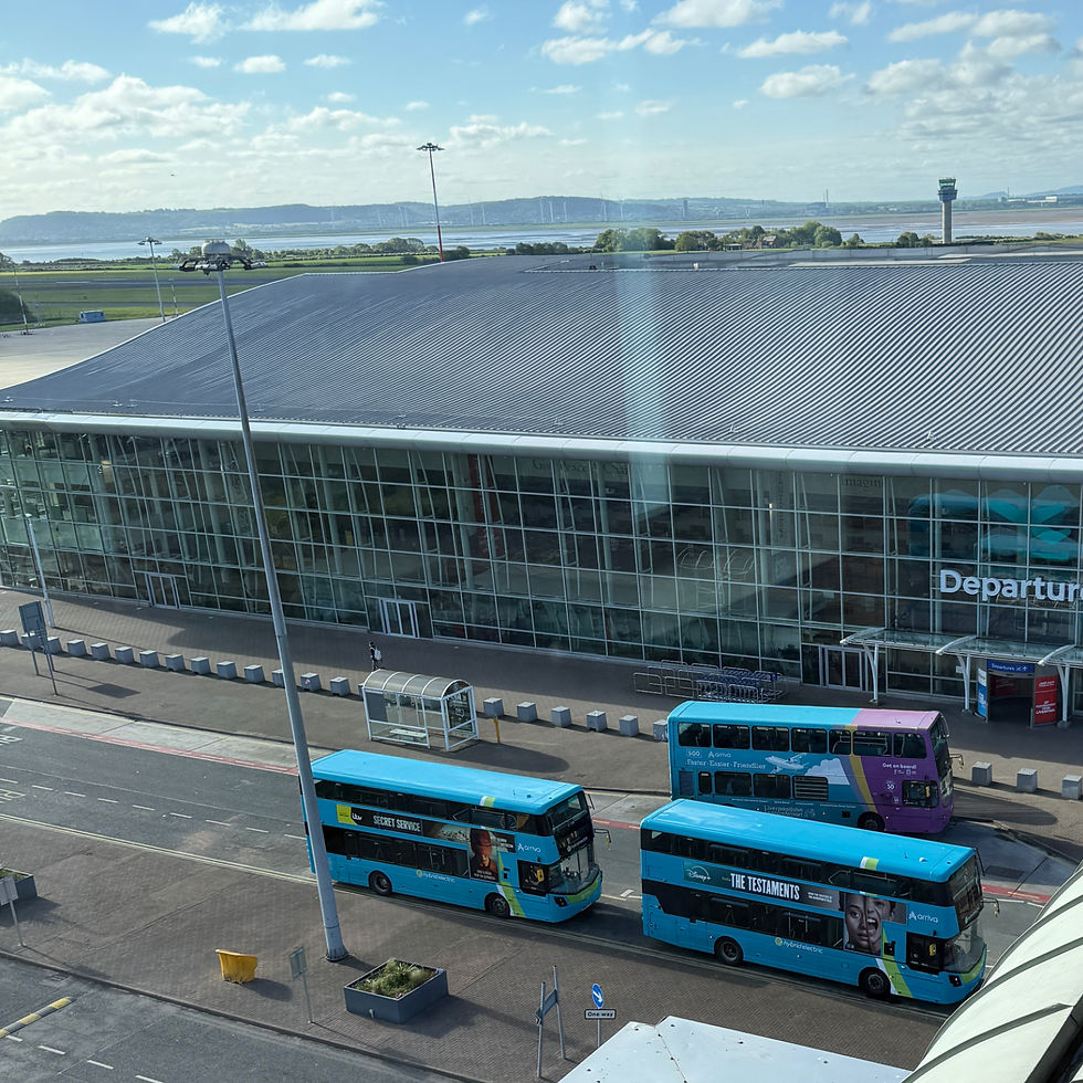 Buses outside Liverpool Airport