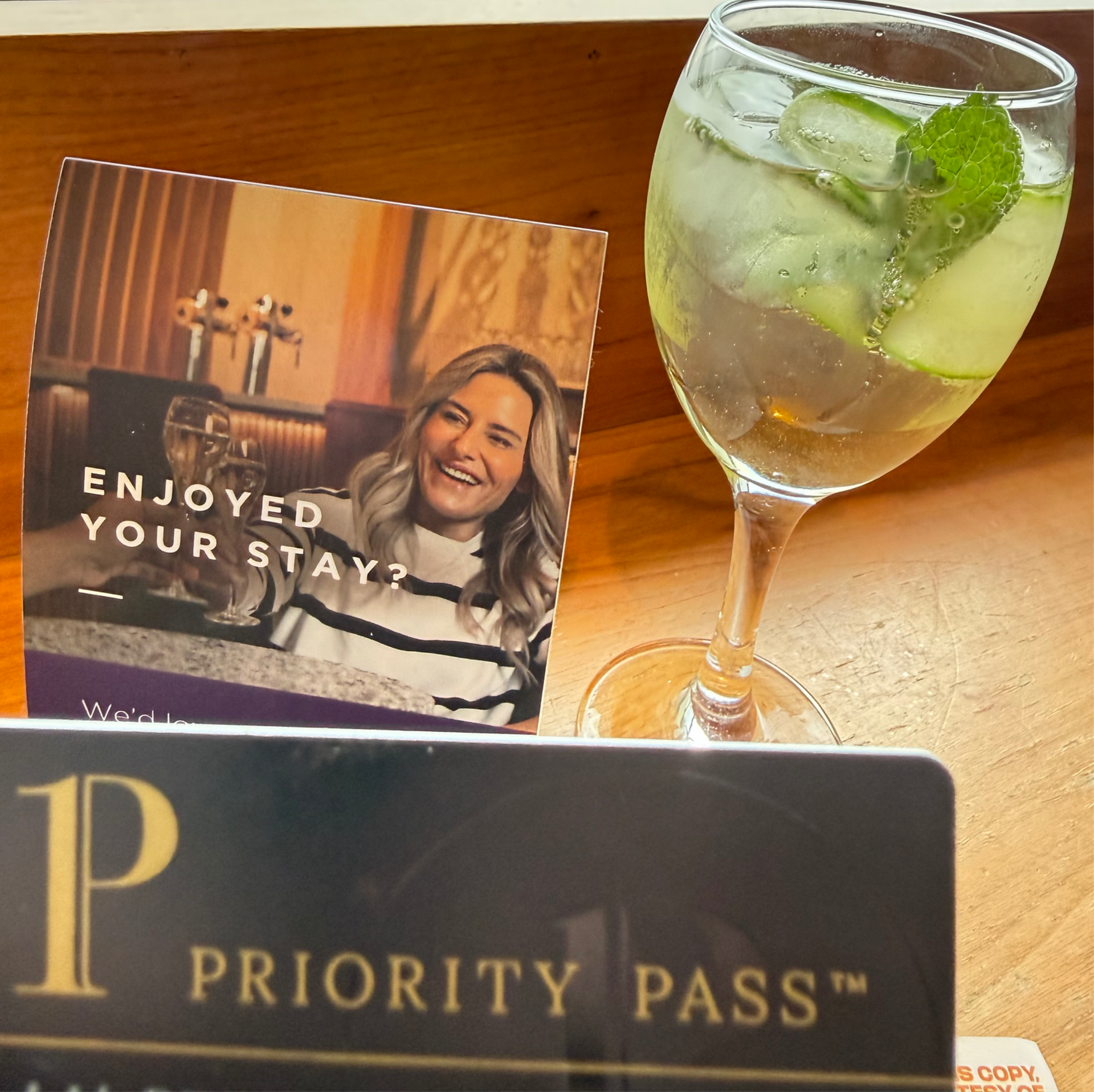Priority Pass and Number one lounge signature cocktail