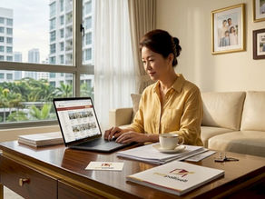 Homeowner reviewing sale options at dining table