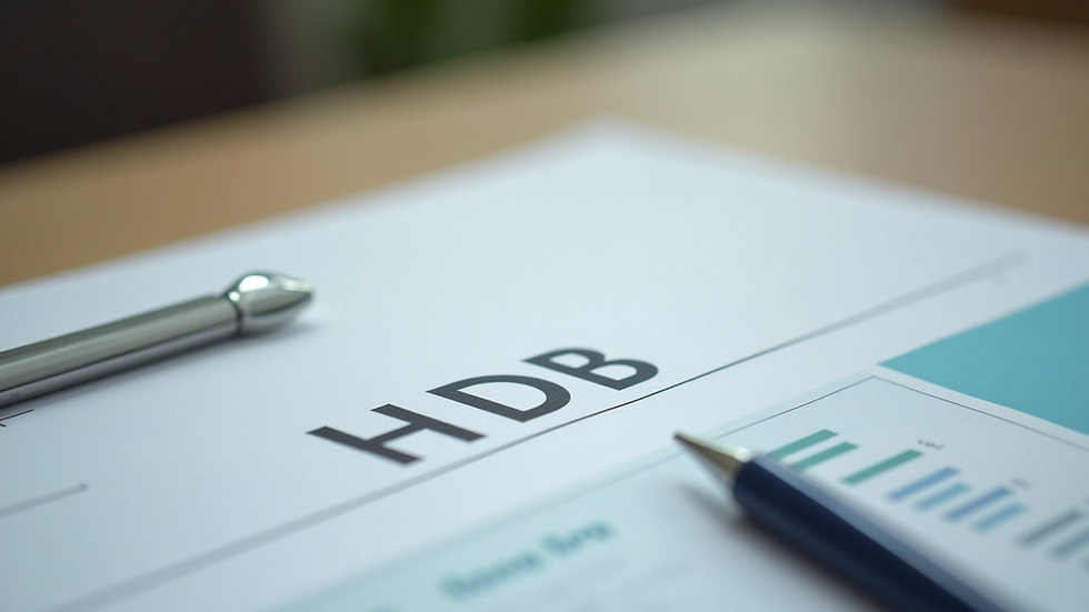 Close-up view of HDB resale documents on a table