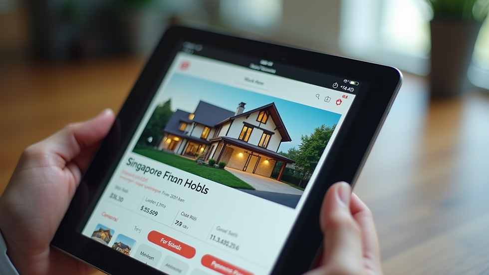 Close-up view of a Singapore property listing on a digital device