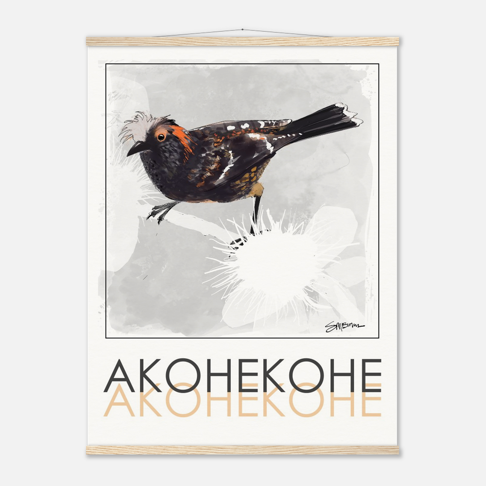 Bird art posters feature original drawings of rare birds.