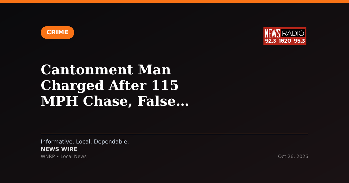 Cantonment Man Charged After 115 MPH Chase, False Imprisonment