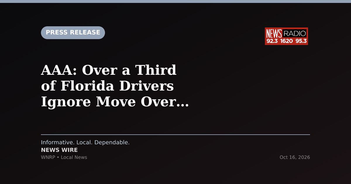 AAA: Over a Third of Florida Drivers Ignore Move Over Law Despite Claims