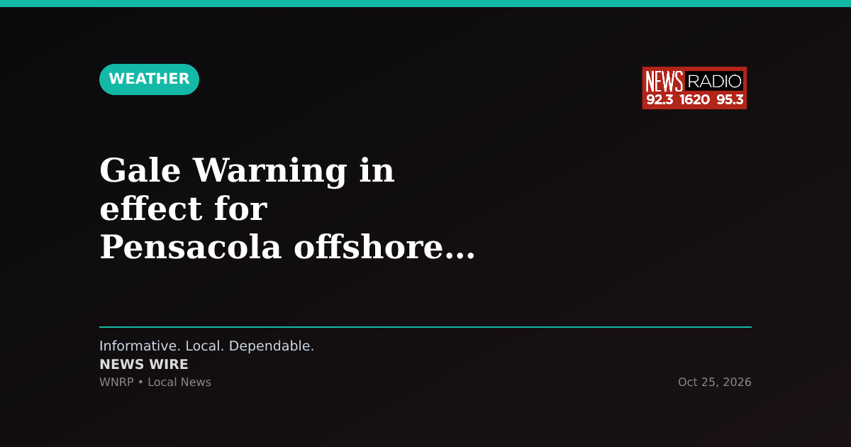 Gale Warning in effect for Pensacola offshore waters through Sunday evening