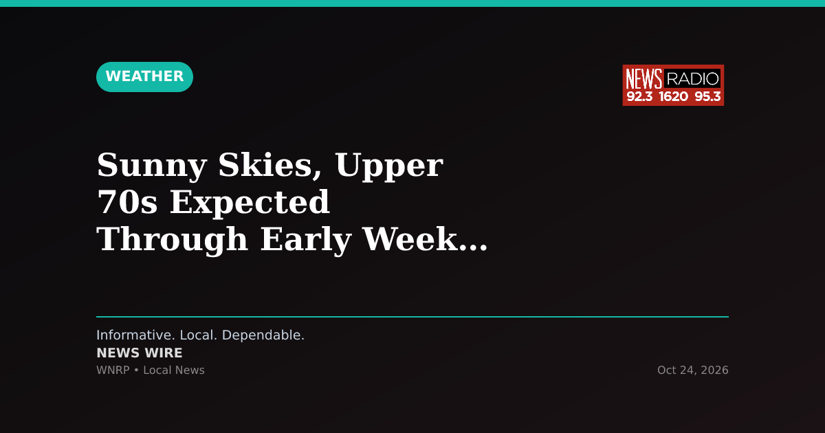 Sunny Skies, Upper 70s Expected Through Early Week in Pensacola