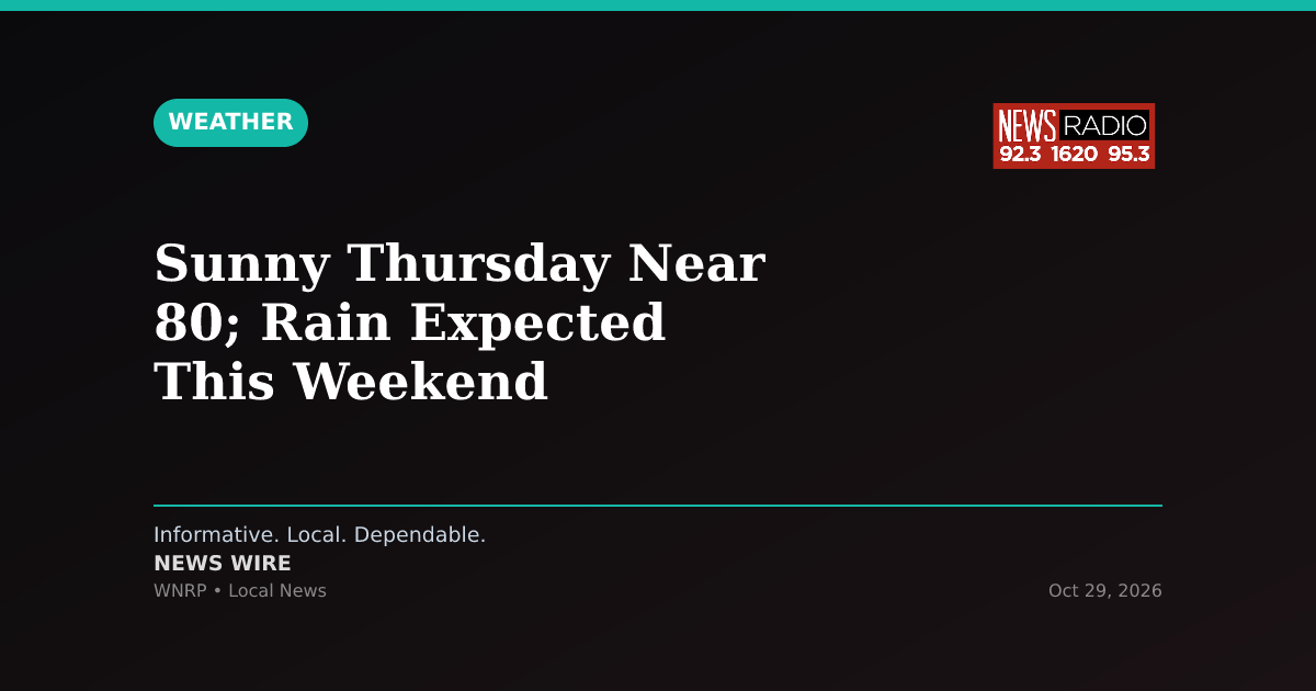 Sunny Thursday Near 80; Rain Expected This Weekend