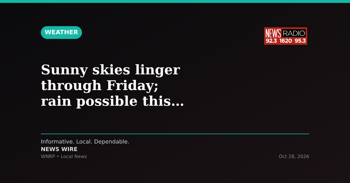 Sunny skies linger through Friday; rain possible this weekend